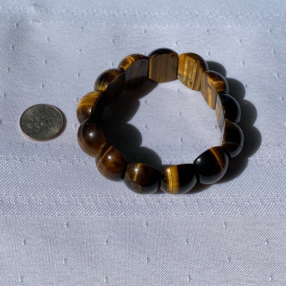 Tiger Eye Gemstone Stretchy Bracelet - Picture 2 of 15